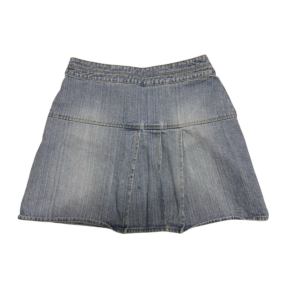 Vintage y2k Pleated Denim Jean Mini Skirt Jeanology Newport News SZ 8 Preppy
